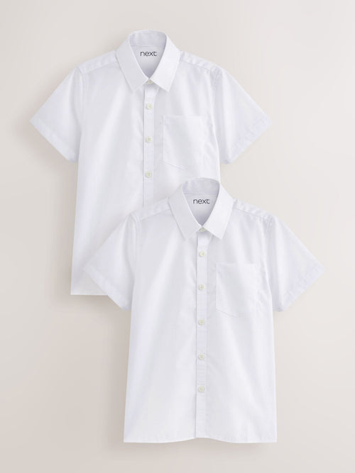 White Regular Fit Short Sleeve School 2 Pack Shirts (3-17yrs)