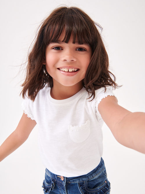 White Daisy Pocket T-Shirt (12mths-16yrs)