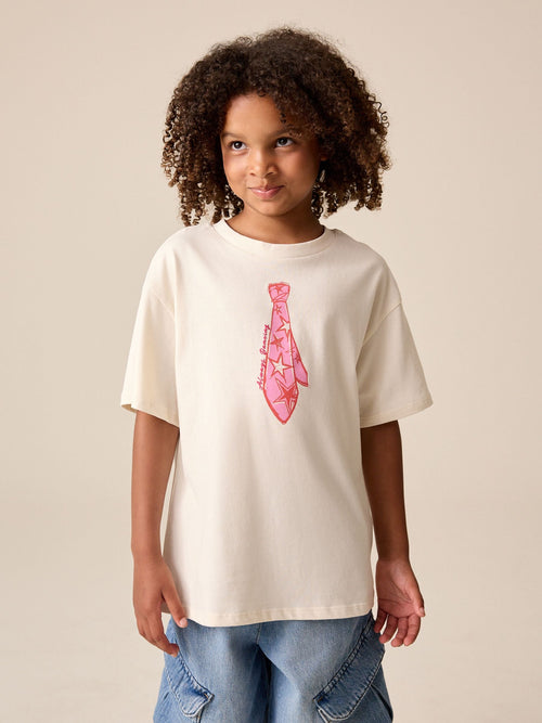 White Tie Oversized Graphic T-Shirt (3-16yrs)