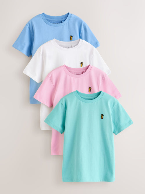 Pastels Short Sleeve Stag Embroidered T-Shirts 4 Pack (3-16yrs)