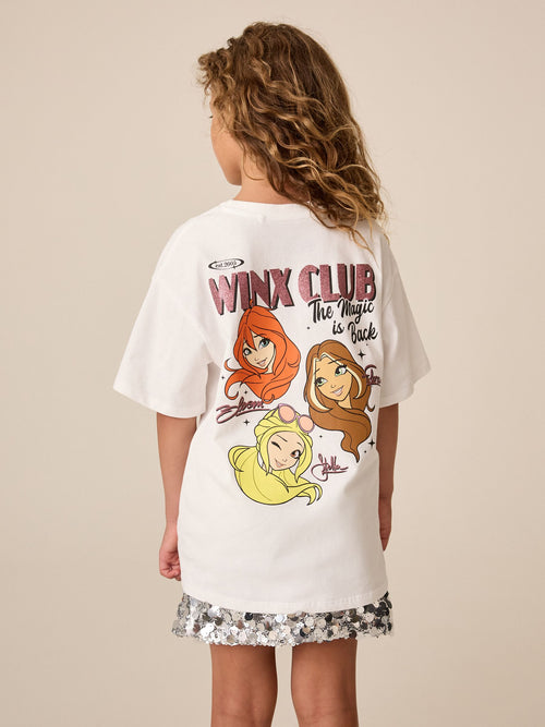 White Winx Glitter Oversized Graphic T-Shirt (3-16yrs)