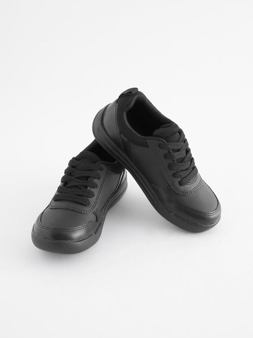 Black Lace-Up School Trainers