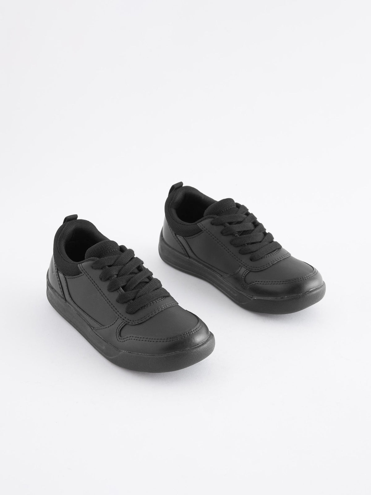 Black Lace-Up School Trainers