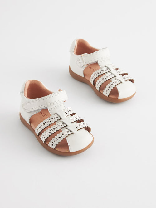 White Wide Fit (G) First Walker Fisherman Shoes