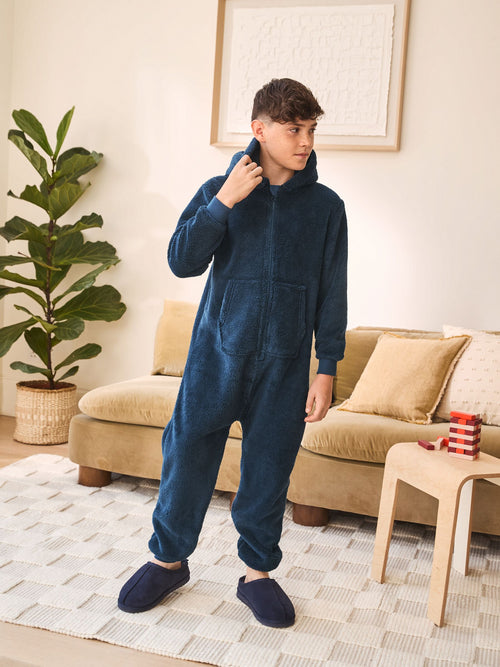 Navy Blue Fleece All-In-One (3-16yrs)