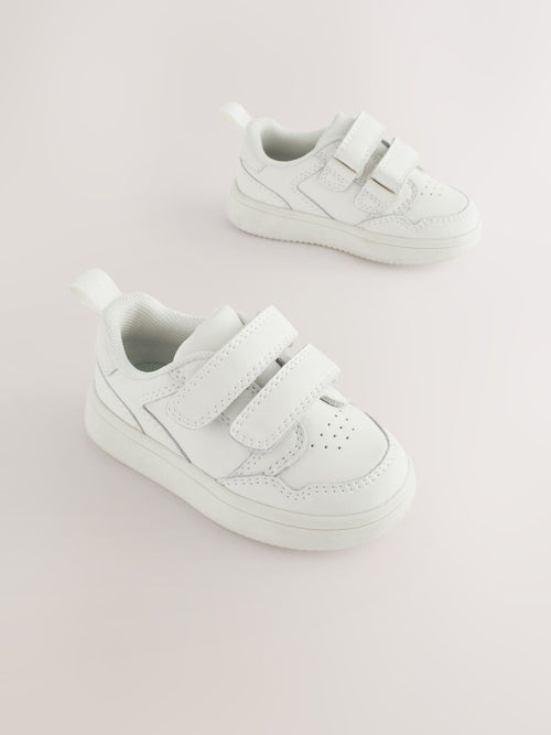 White Standard Fit (F) Touch Fastening Leather First Walker Baby Shoes