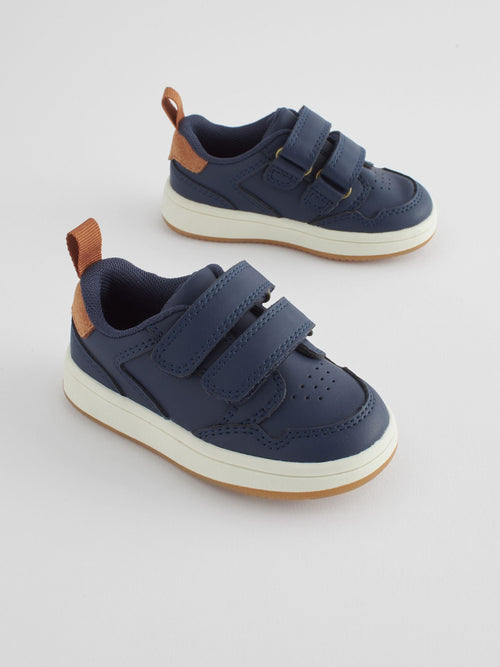 Navy Standard Fit (F) Touch Fastening Leather First Walker Baby Shoes