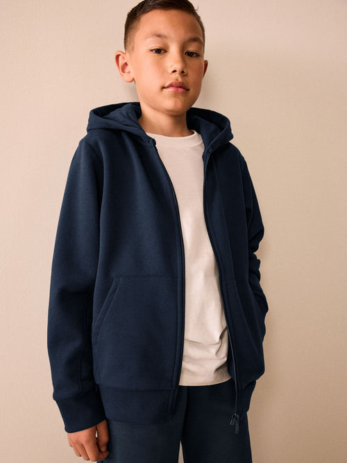 Navy Blue Regular Fit Zip Through Hoodie (3-16yrs)