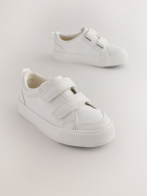 White Standard Fit (F) Two Strap Touch Fastening Trainers