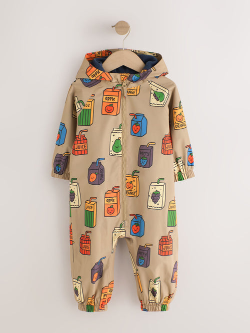 Juice Box Print Waterproof Fleece Lined Puddlesuit (3mths-7yrs)