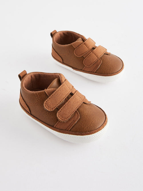 Tan Brown Touch Fastening Baby Trainers (0-2mths)
