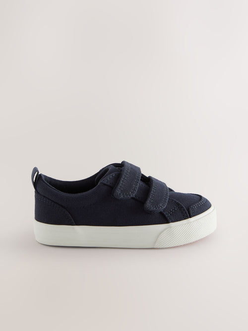 Navy Canvas Standard Fit (F) Two Strap Touch Fastening Trainers