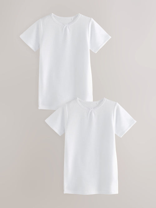 White Thermal Bow Trim T-Shirts 2 Pack (2-16yrs)