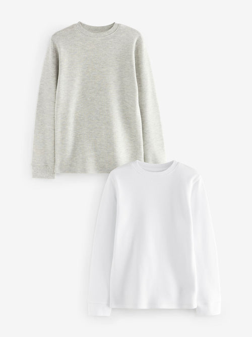 Grey/White Thermal Long Sleeve Tops 2 Pack (2-16yrs)
