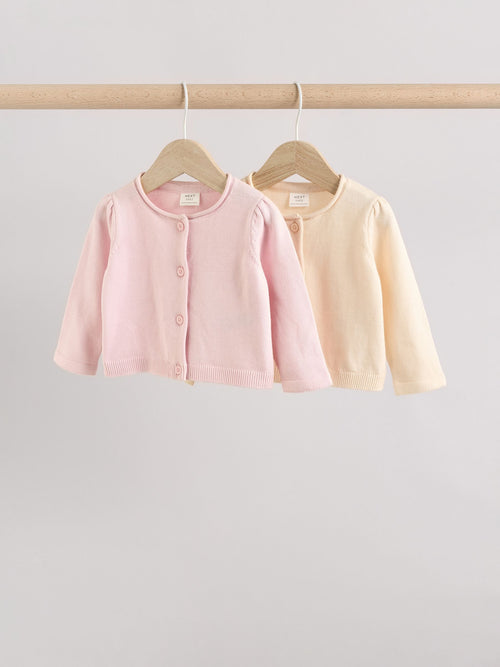 Pink/Neutral 100% Cotton Cardigans 2 Pack (0mths-3yrs)