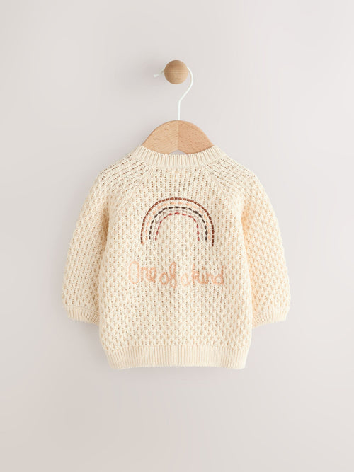 Ecru Knitted Embroidered Cardigan (0mths-2yrs)