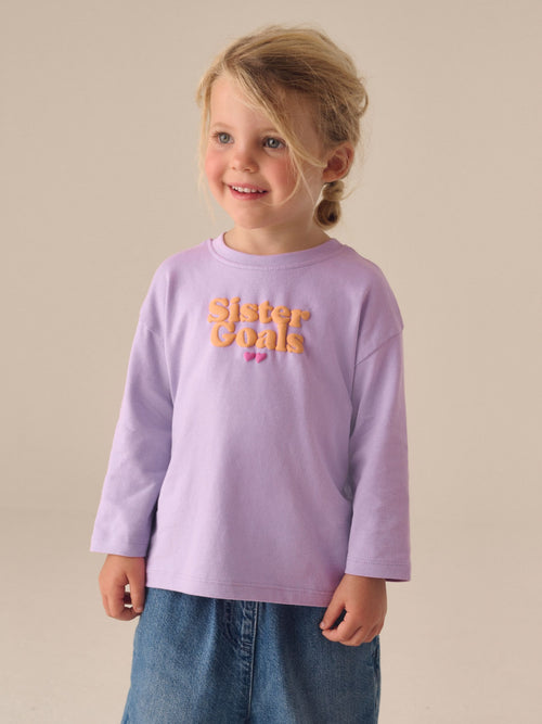 Purple Long Sleeve Slogan Top (3mths-7yrs)