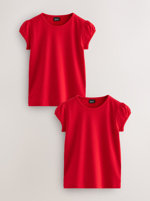 Red 2 Pack Puff Sleeve T-Shirts (3-16yrs)