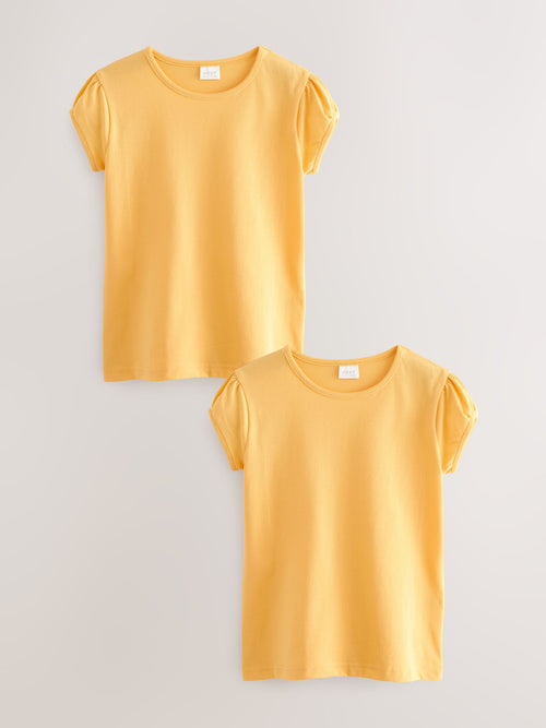 Yellow 2 Pack Puff Sleeve T-Shirts (3-16yrs)