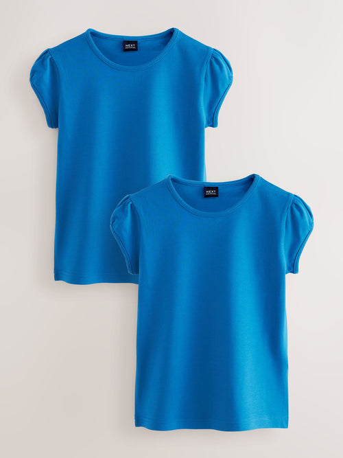 Blue 2 Pack Puff Sleeve T-Shirts (3-16yrs)