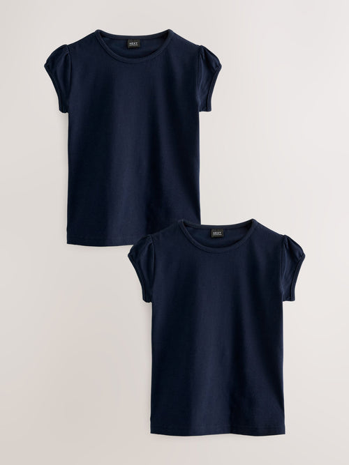 Navy Blue 2 Pack Puff Sleeve T-Shirts (3-16yrs)