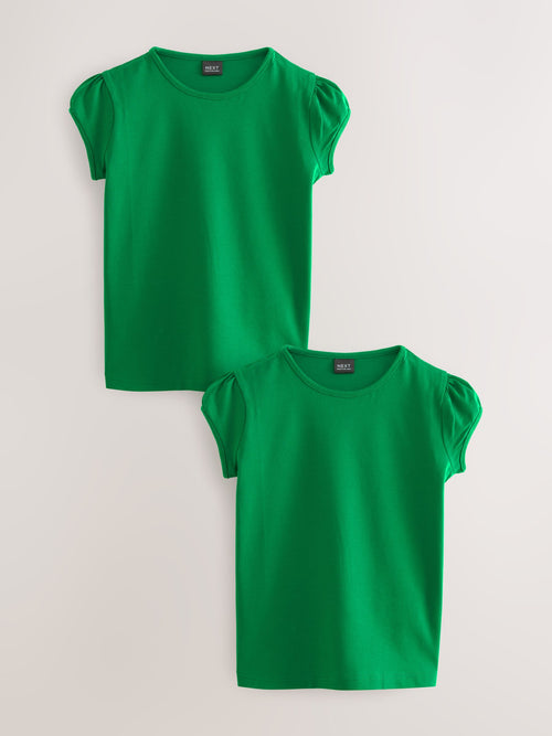Green 2 Pack Puff Sleeve T-Shirts (3-16yrs)