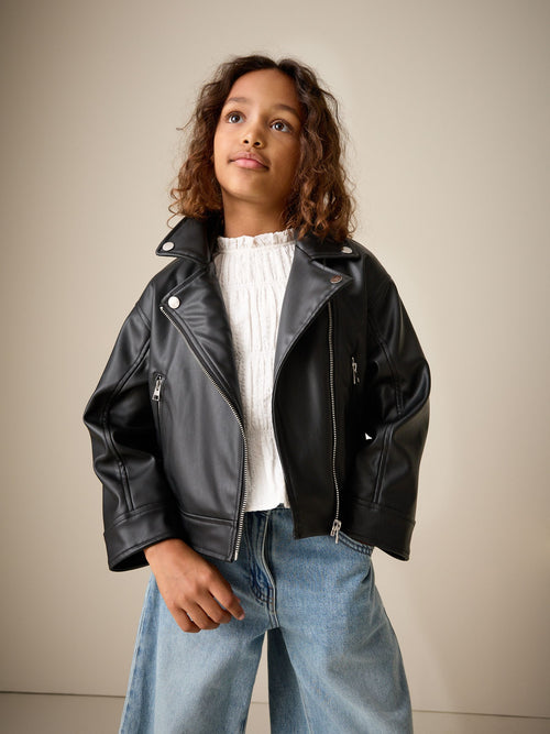 Black PU Biker Jacket (3-16yrs)
