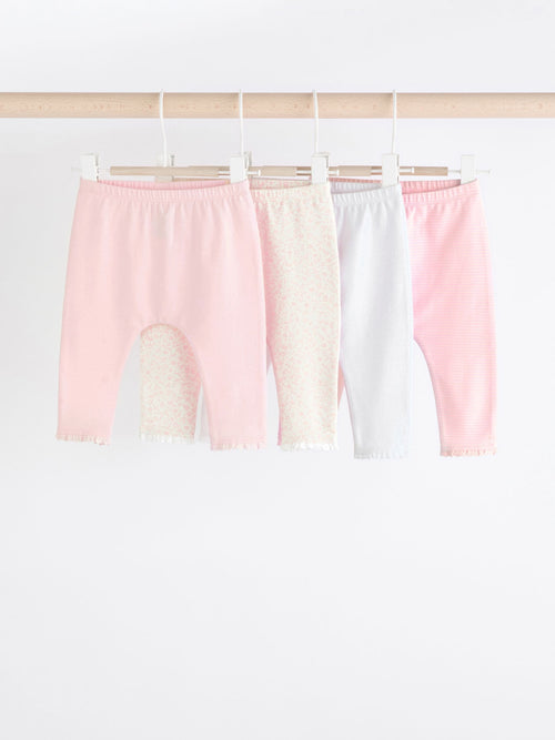 White/Pink Baby Leggings 4 Pack (0mths-2yrs)