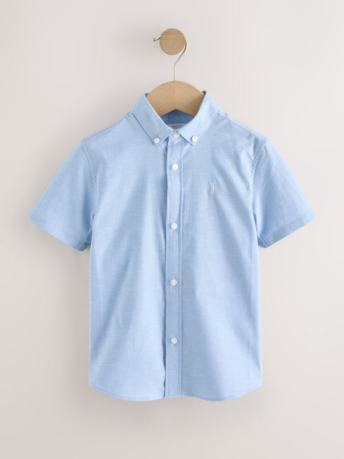 Blue Logo Short Sleeve Cotton Rich Oxford Shirt (3-16yrs)