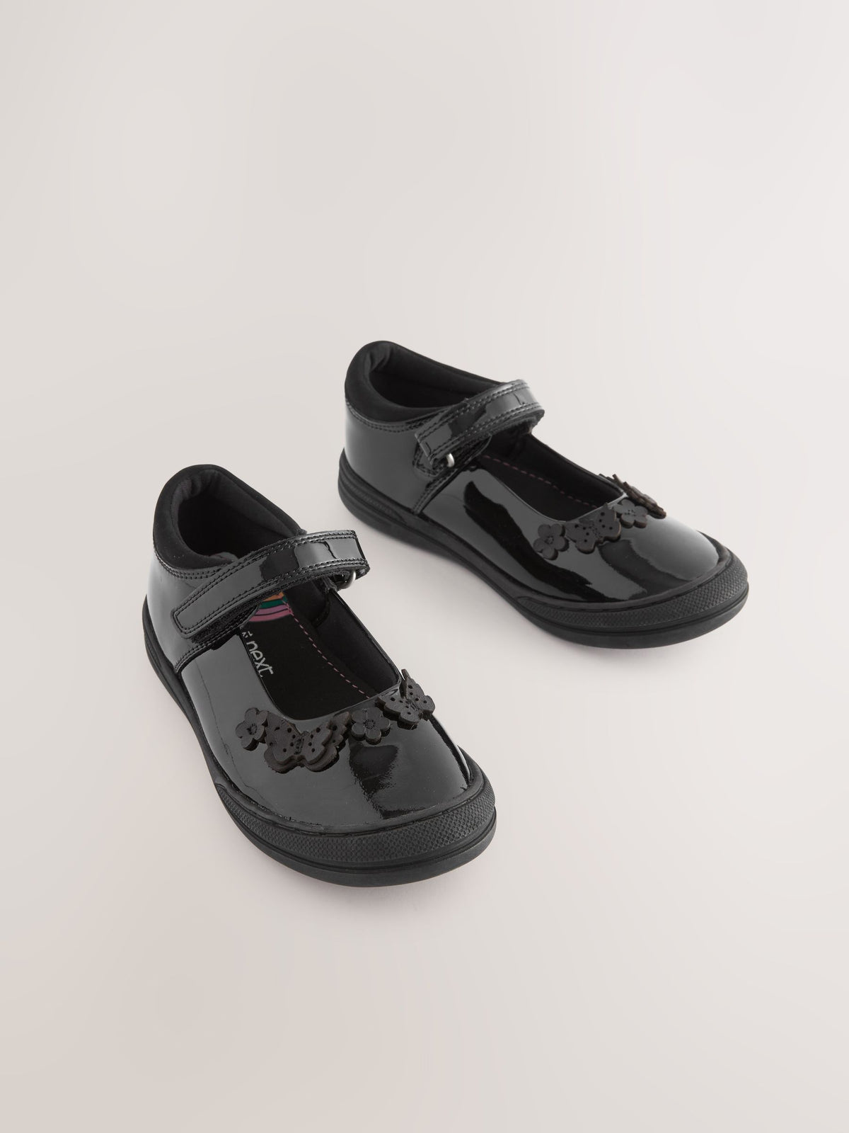 Black Butterfly Detail Wide Fit (G) Patent Leather School Mary Jane Shoes