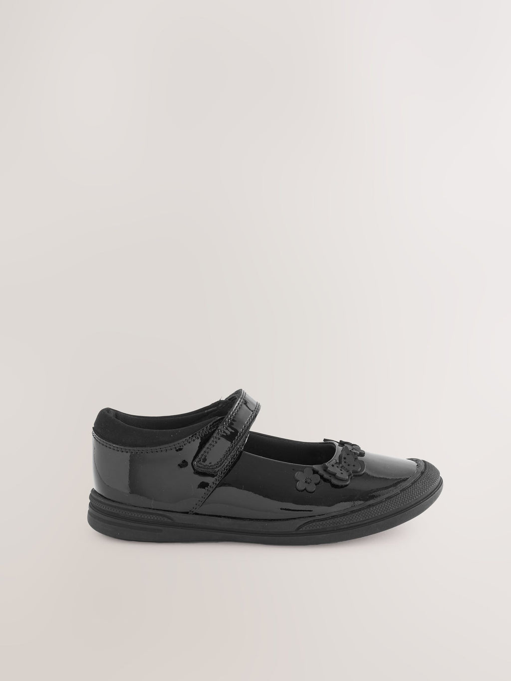 Black Butterfly Detail Wide Fit (G) Patent Leather School Mary Jane Shoes