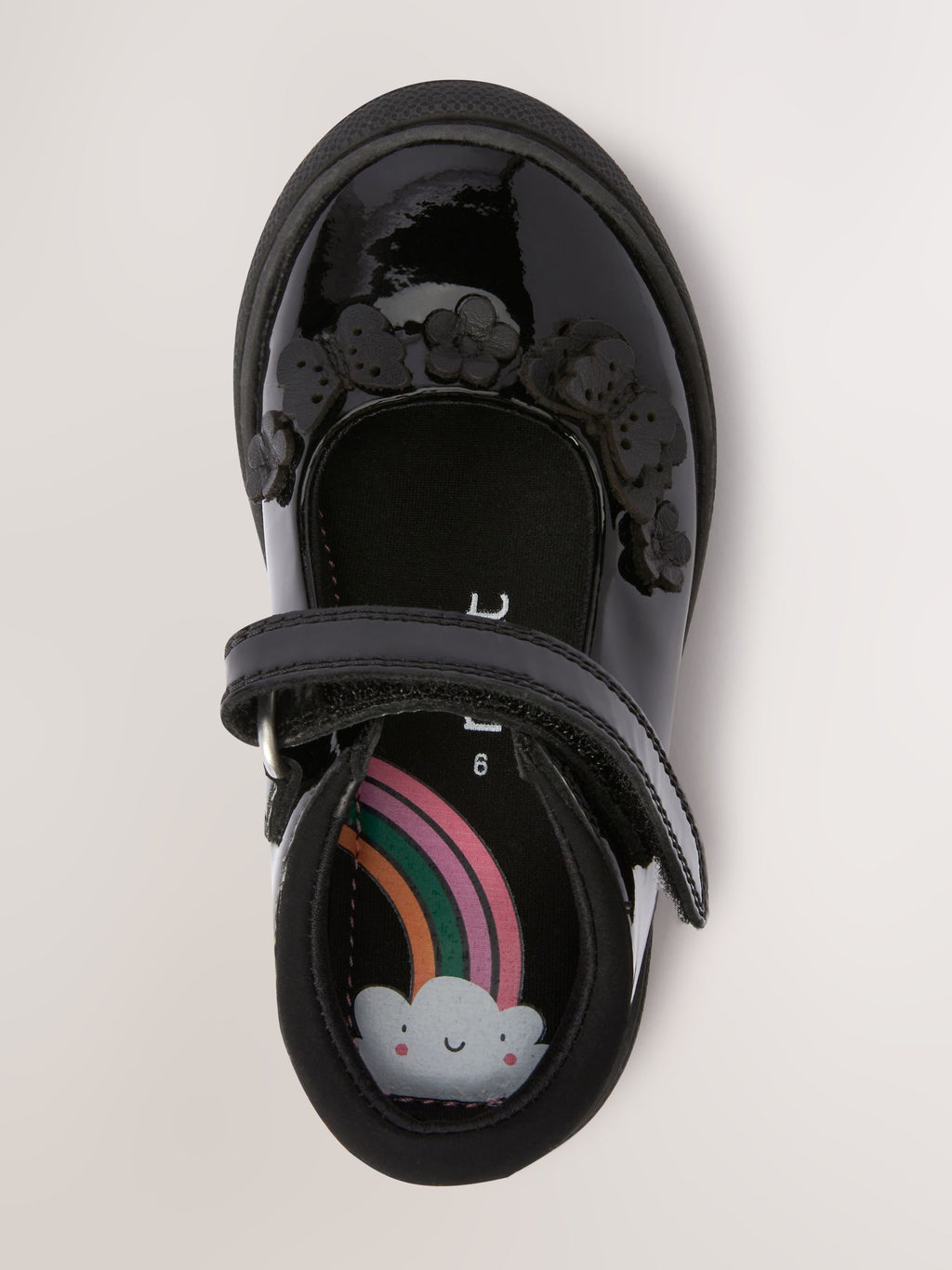 Black Butterfly Detail Wide Fit (G) Patent Leather School Mary Jane Shoes