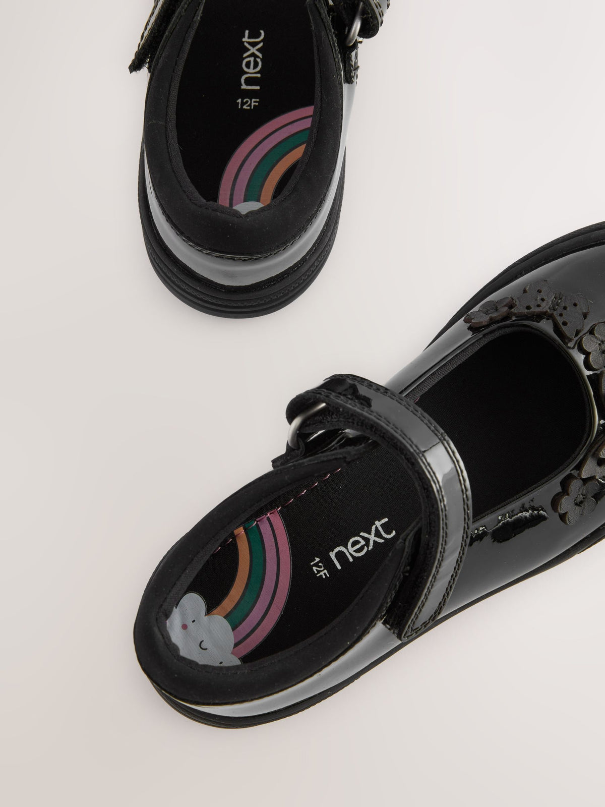 Black Butterfly Detail Wide Fit (G) Patent Leather School Mary Jane Shoes