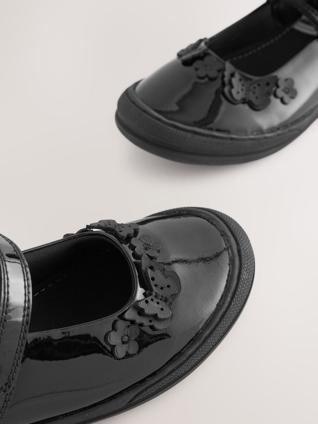 Black Butterfly Detail Wide Fit (G) Patent Leather School Mary Jane Shoes