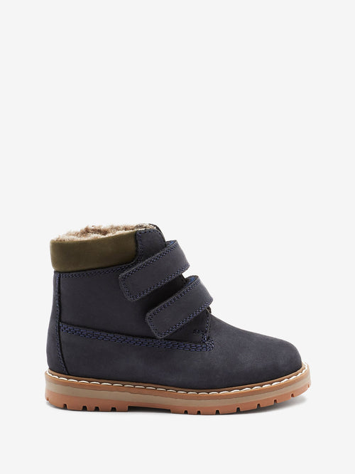 Blue Navy Leather Thermal Thinsulate™ Lined Touch Fastening Work Boots