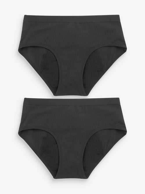 Black Briefs 2 Pack Teen Heavy Flow Period Pants (7-16yrs)