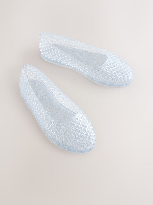 Silver Glitter Jelly Ballet Shoes