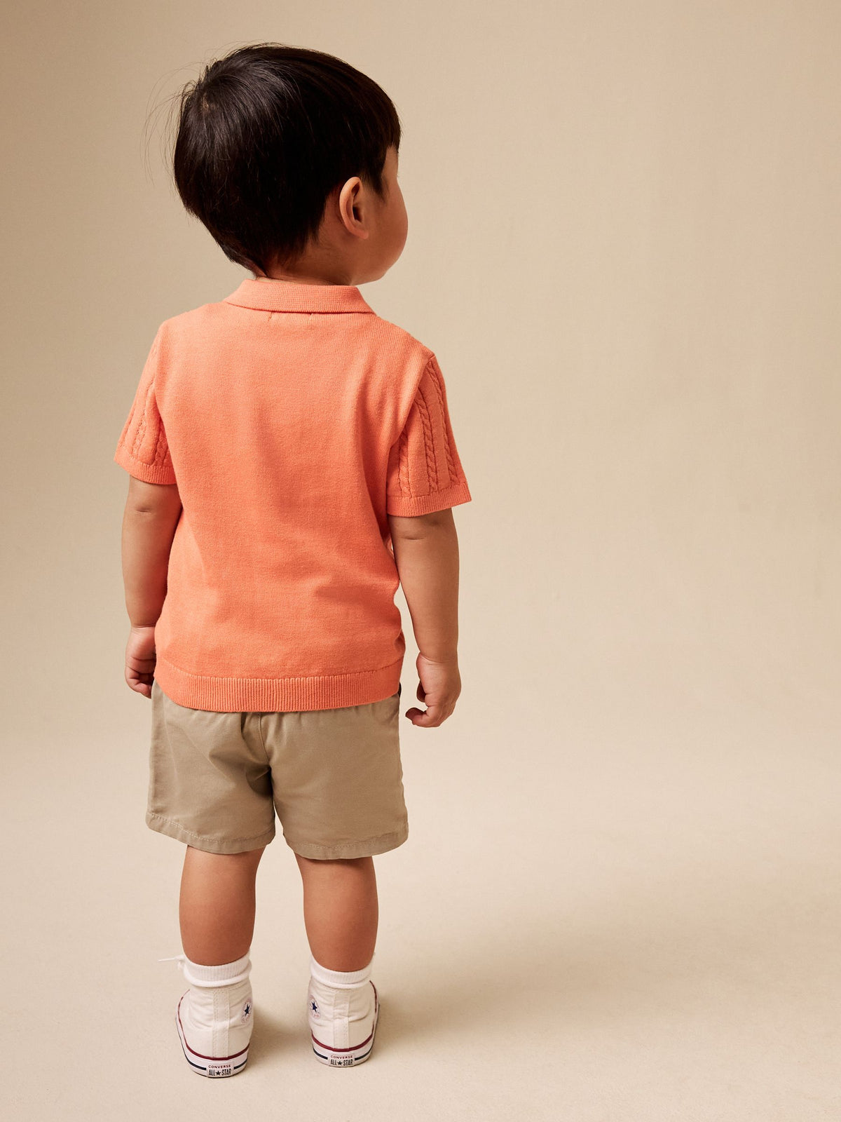 Coral Pink Cable Knit Polo Shirt (3mths-7yrs)