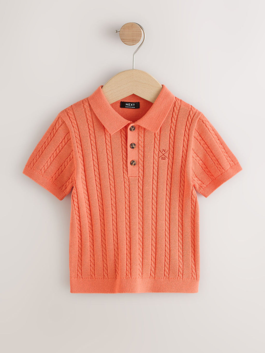 Coral Pink Cable Knit Polo Shirt (3mths-7yrs)