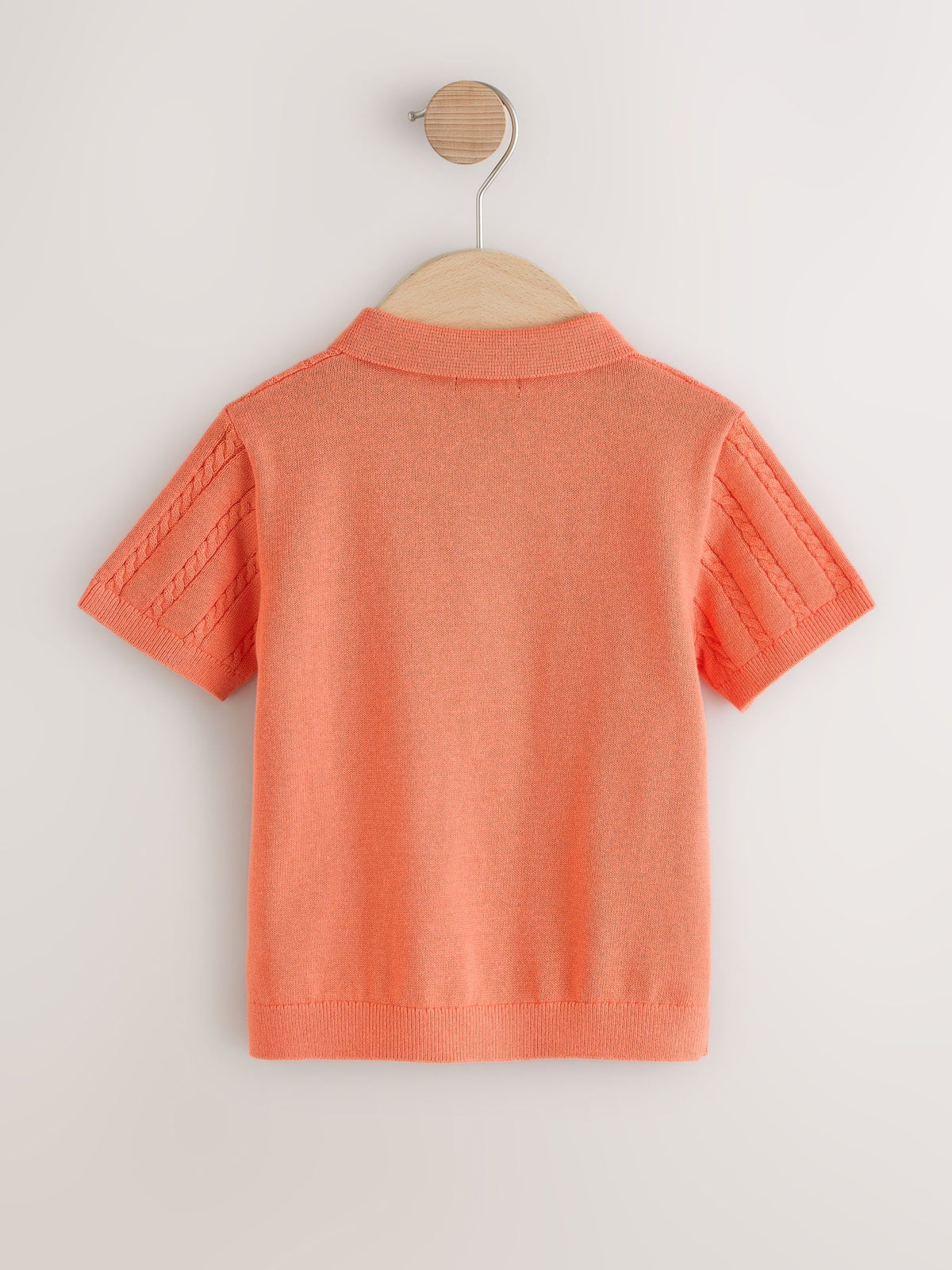 Coral Pink Cable Knit Polo Shirt (3mths-7yrs)