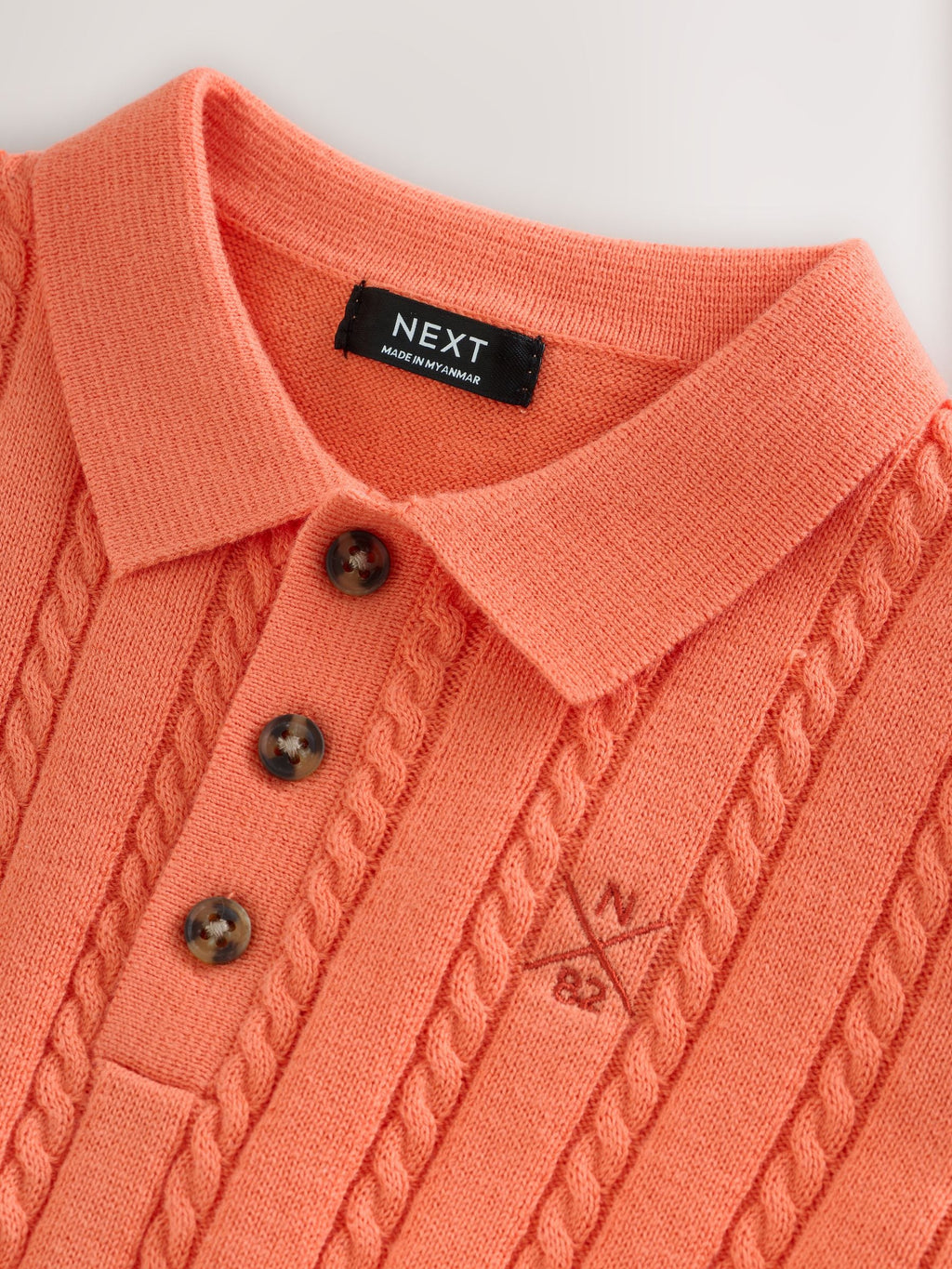 Coral Pink Cable Knit Polo Shirt (3mths-7yrs)