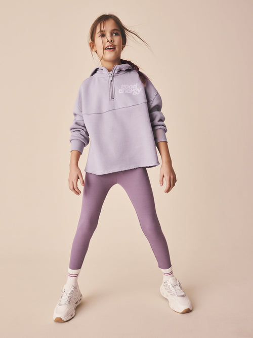 Dusky Purple Slogan Hoodie And Leggings Set (3-16yrs)