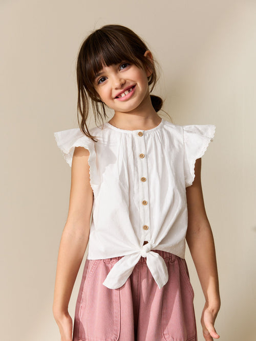 White Tie Front Blouse (3-16yrs)