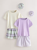 Lilac Purple Woven Bottom Pyjamas 2 Pack (3-16yrs)