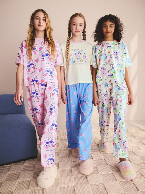 Pink Wide Leg Pyjamas 3 Pack (3-16yrs)