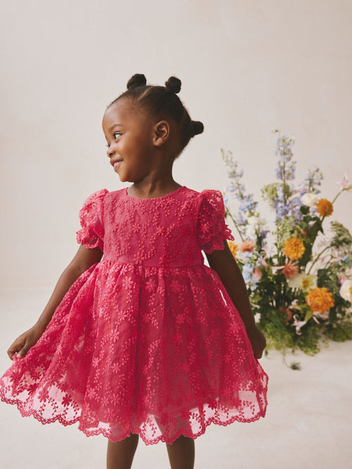 Red Embroidered Prom Dress (3mths-8yrs)