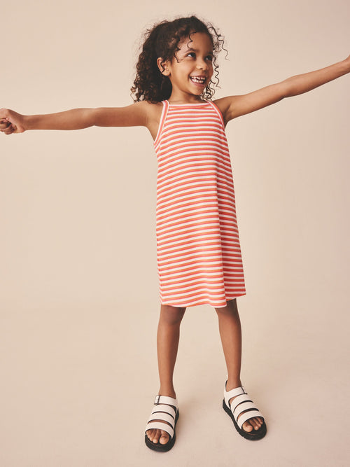 Orange Stripe Rib Racer Dress (3-16yrs)