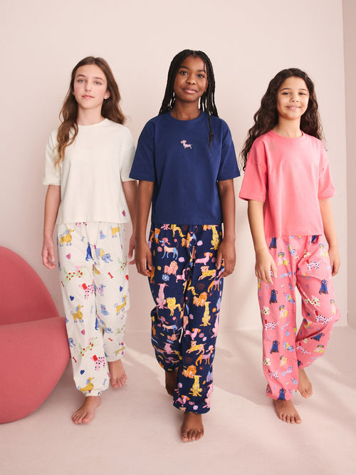 Navy/Red Floral Pyjamas 3 Pack (3-16yrs)