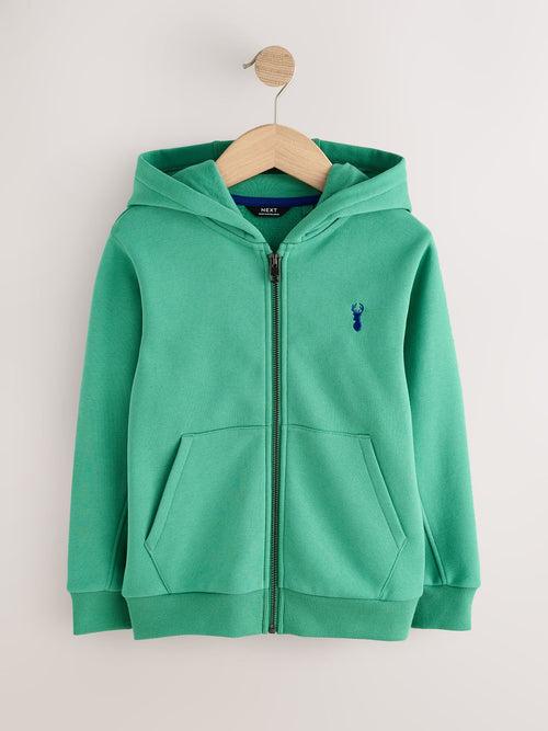 Green Stag Regular Fit Zip Through Hoodie (3-16yrs)