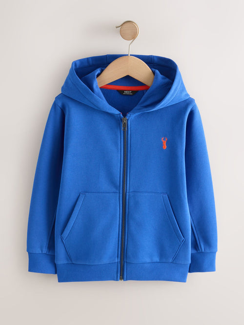 Cobalt Blue Stag Regular Fit Zip Through Hoodie (3-16yrs)